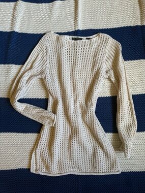 Jeanne Pierre Ivory Open Knit Sweater Women’s Size M